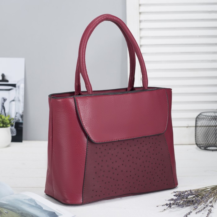 Сумка женская, отдел с перегородкой на молнии, 2 наружных кармана, цвет красный