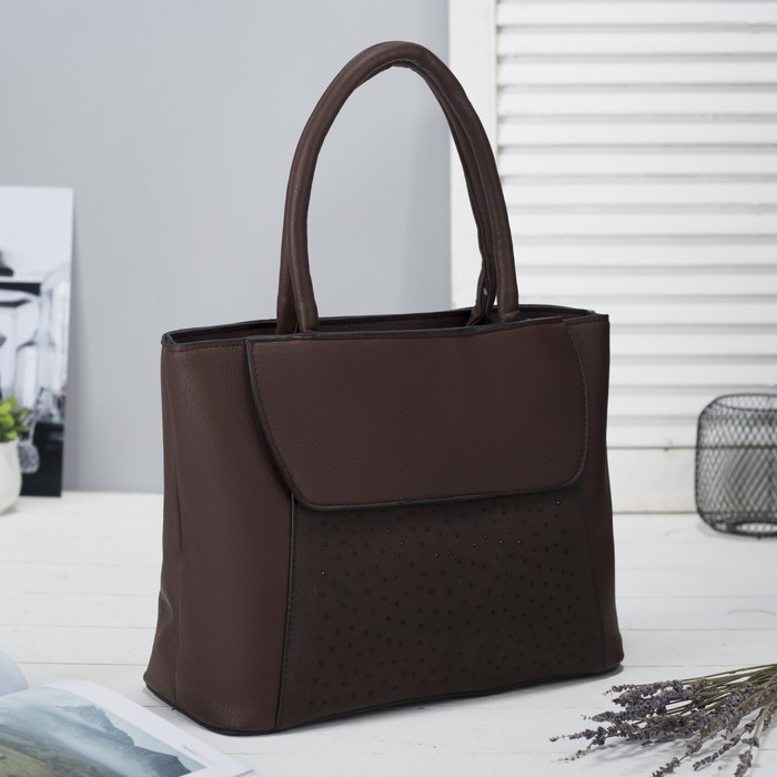 Сумка женская, отдел с перегородкой на молнии, 2 наружных кармана, цвет коричневый