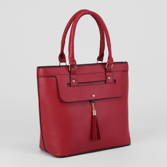 Сумка женская, отдел с перегородкой на молнии, наружный карман, цвет красный