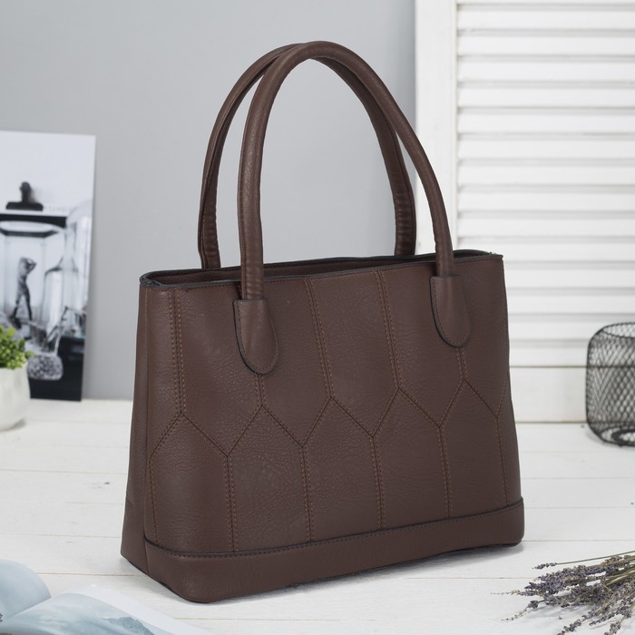 Сумка женская, отдел с перегородкой на молнии, наружный карман, цвет коричневый