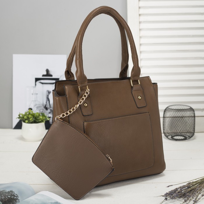 Сумка женская, с кошельком, отдел с перегородкой на молнии, 2 наружных кармана, цвет хаки