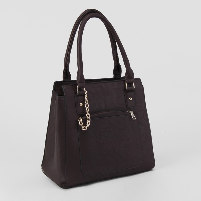 Сумка женская, с кошельком, отдел с перегородкой на молнии, 2 наружных кармана, цвет коричневый