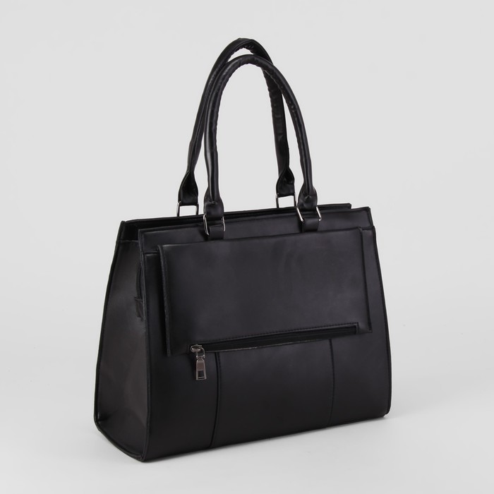 Сумка женская, отдел с перегородкой на молнии, 2 наружных кармана, цвет чёрный