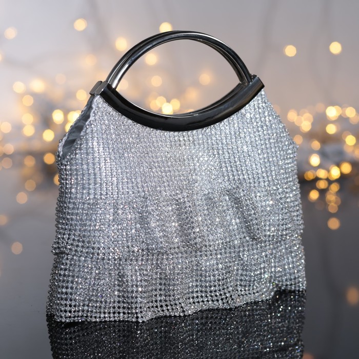 Клатч женский, 1 отдел на магните, цвет серебристый