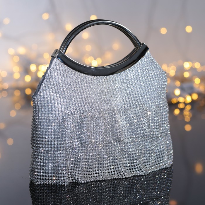 Клатч женский, 1 отдел на магните, цвет серебристый