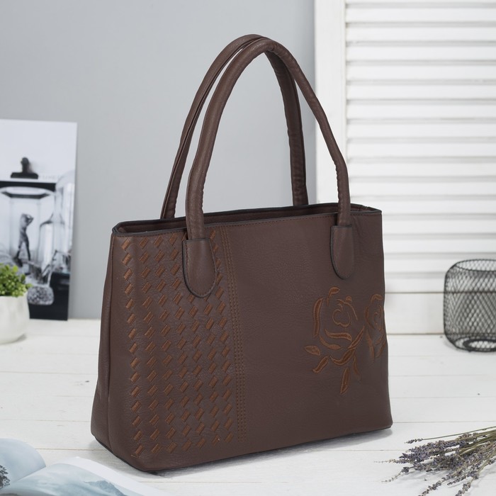 Сумка женская, отдел с перегородкой на молнии, наружный карман, цвет коричневый