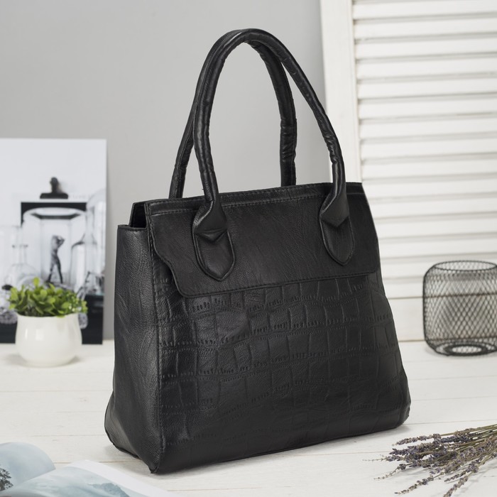 Сумка женская, отдел с перегородкой на молнии, наружный карман, цвет чёрный