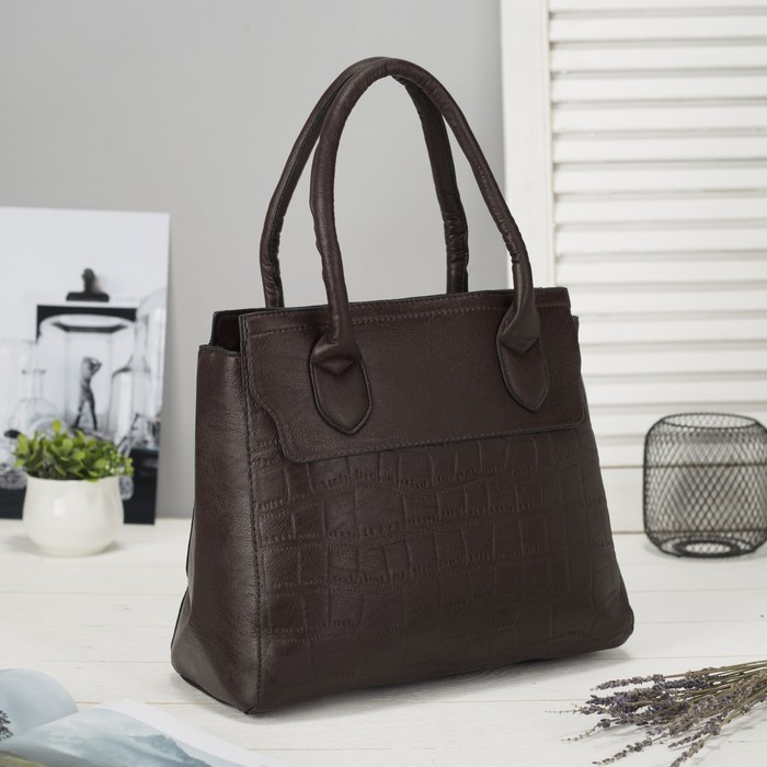 Сумка женская, отдел с перегородкой на молнии, наружный карман, цвет коричневый