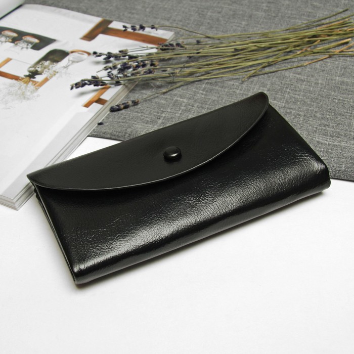 Кошелёк женский, 6 отделов, отдел для карт и монет, цвет чёрный