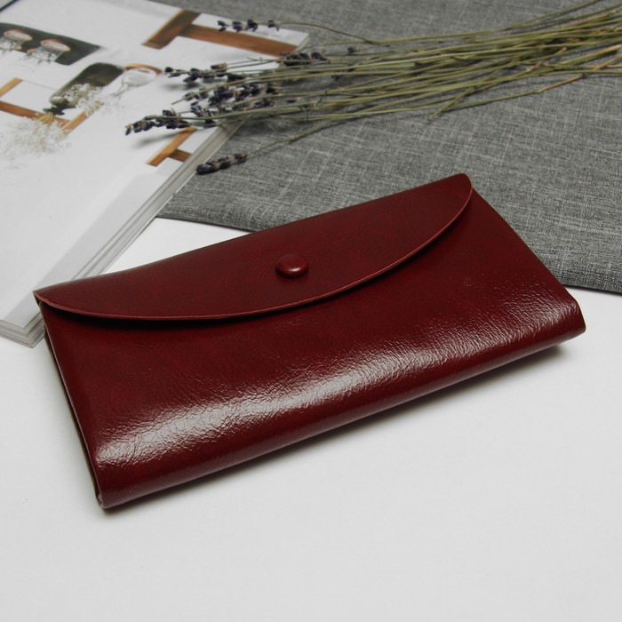 Кошелёк женский, 6 отделов, отдел для карт и монет, цвет бордовый