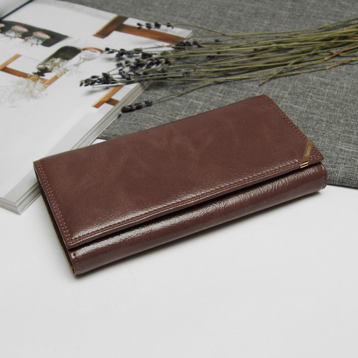 Кошелёк женский, 2 отдела рамка, отдел для кредиток, цвет пудра