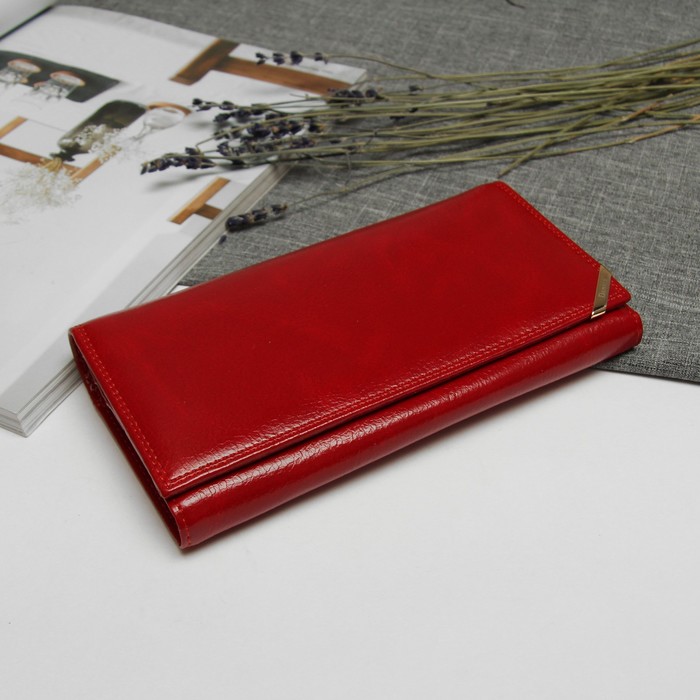 Кошелёк женский, 2 отдела рамка, отдел для кредиток, цвет бордовый