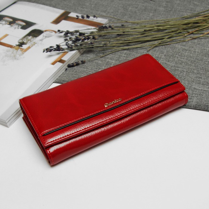 Кошелёк женский, 2 отдела рамка, отдел для кредиток, цвет бордовый