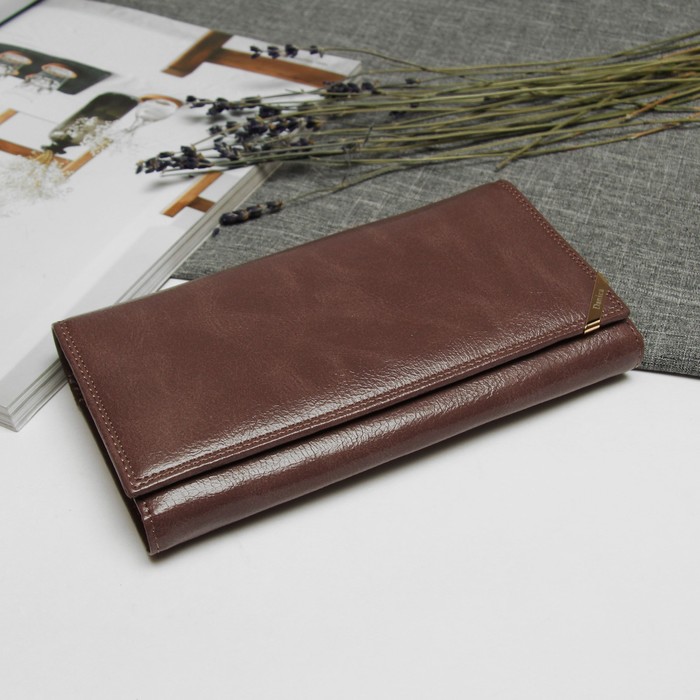 Кошелёк женский на магните, 2 отдела рамка, 5 отделов для кредиток, наружный карман, цвет пудра