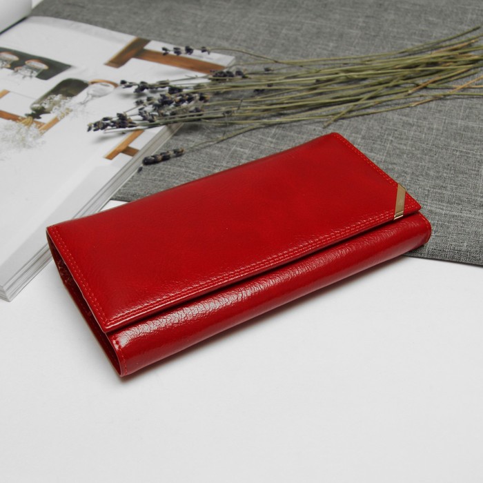 Кошелёк женский на магните, 2 отдела рамка, 5 отделов для кредиток, наружный карман, цвет бордо