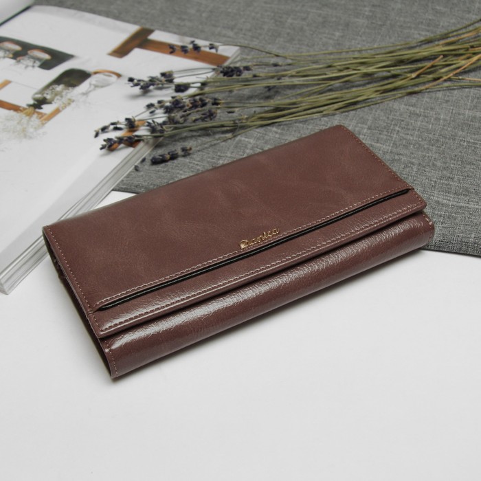 Кошелёк женский на магните, 2 отдела рамка, 5 отделов для кредиток, наружный карман, цвет пудра