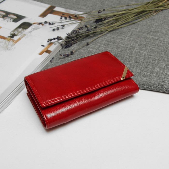 Кошелёк женский, 2 отдела, отдел для кредиток и монет, цвет бордо