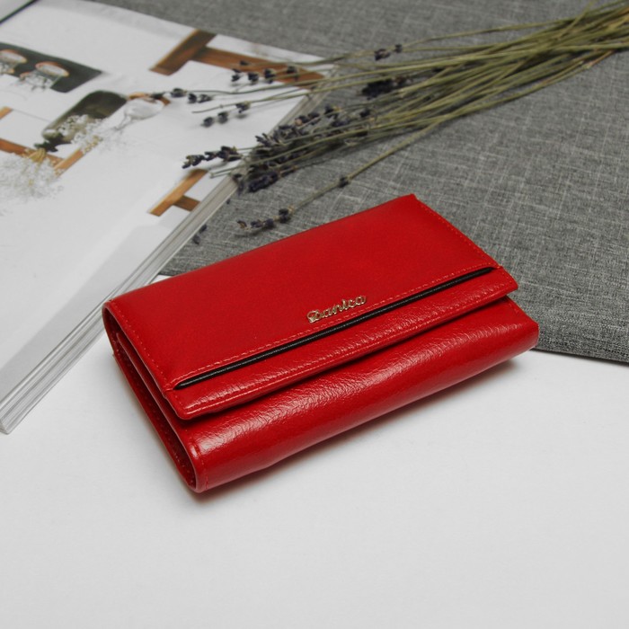 Кошелёк женский, 2 отдела, отдел для кредиток и монет, цвет красный