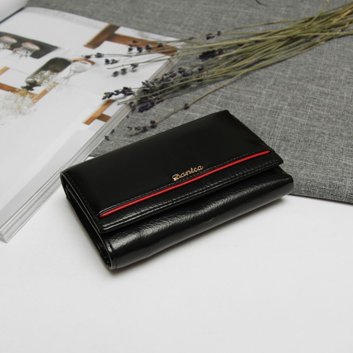 Кошелёк женский, 2 отдела, отдел для кредиток и монет, цвет чёрный