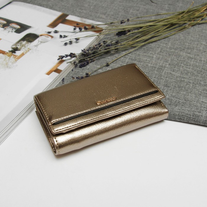 Кошелёк женский, 2 отдела, отдел для кредиток и монет, цвет золото