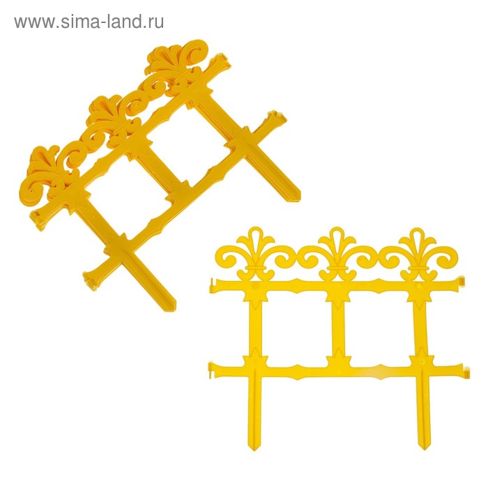 Ограждение декоративное, 33 × 267 см, 7 секций, пластик, жёлтое, «Роскошный сад»