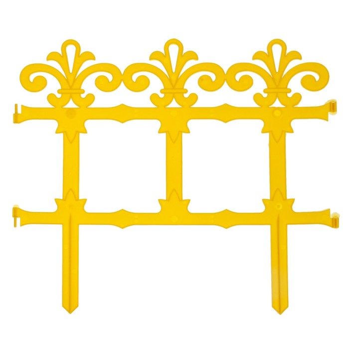 Ограждение декоративное, 33 х 267 см, 7 секций, пластик, жёлтое, «Роскошный сад»