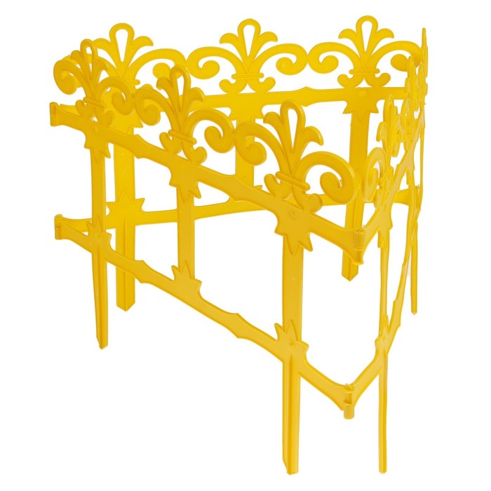 Ограждение декоративное, 33 х 267 см, 7 секций, пластик, жёлтое, «Роскошный сад»