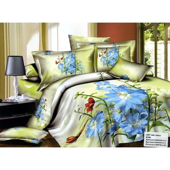 КПБ евро, 220х245 см, 200х220 см, 50х70 см-2 шт., сатин TS03-095