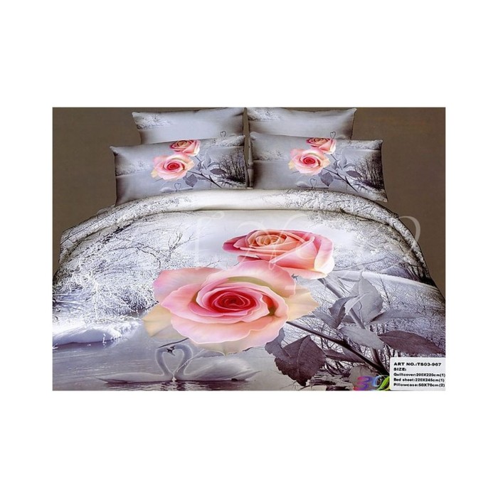 КПБ евро, 220х245 см, 200х220 см, 50х70 см-2 шт., сатин TS03-967