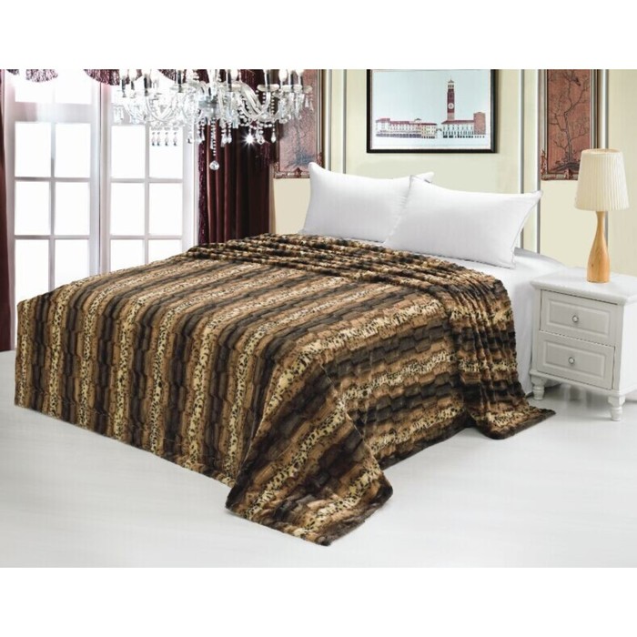 Покрывало "Норка тёмная", размер 220х240 см, мех MTX003 КОД2035