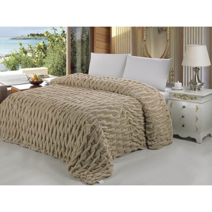 Покрывало "Шарпей", размер 220х240 см, цвет бежевый, мех 10-067 КОД2097-01