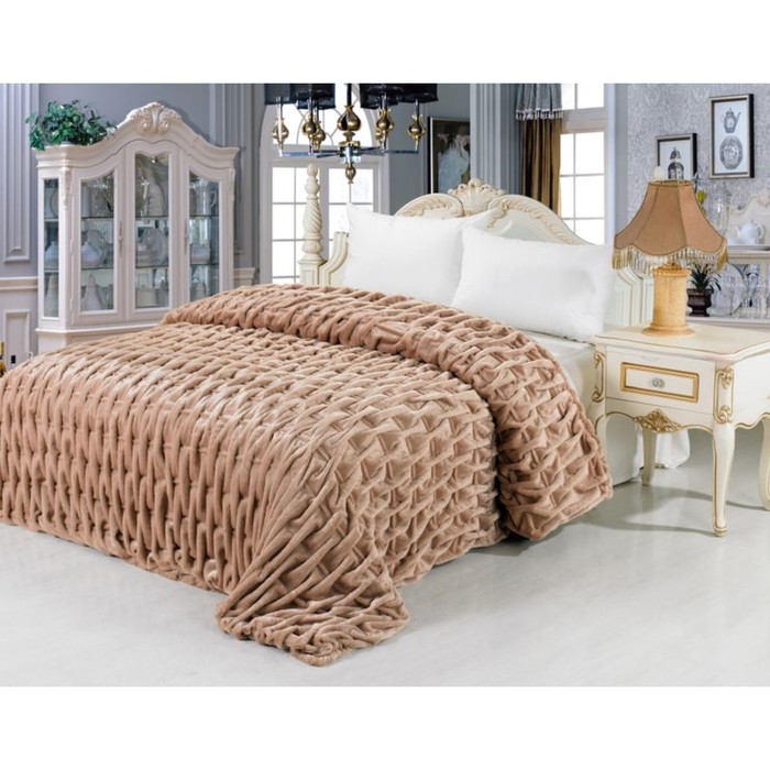 Покрывало "Шарпей", размер 220х240 см, цвет бежевый, мех 10-067 КОД2097-10