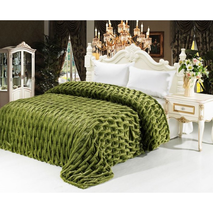 Покрывало "Шарпей", размер 220х240 см, цвет зелёный, мех 10-067 КОД2097-08