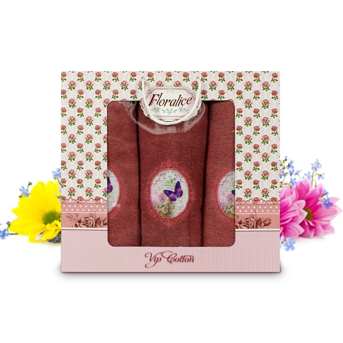 КМП Floralice, размер 50х90 см-2 шт., 70х140 см-1 шт., махра 8122-04