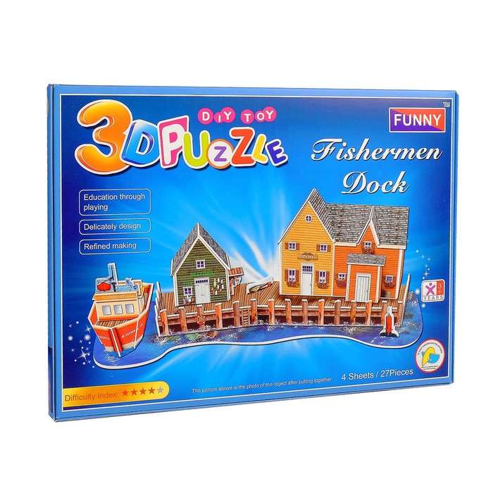 3D-пазл "Рыбацкая пристань" 27 деталей, 38,8 х 13,5 х 13,8 см