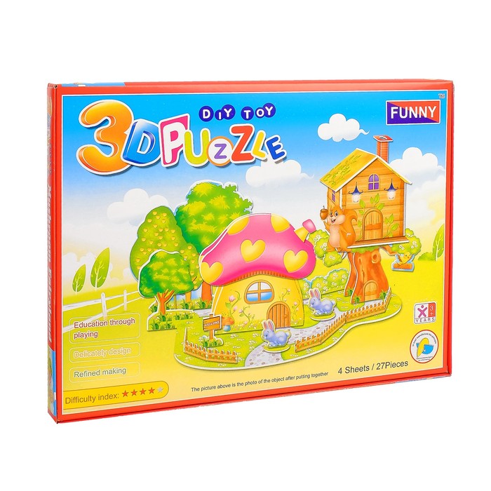 3D-пазлы "Грибной дом" 27 деталей, 35,5 х 19 х 19,5 см