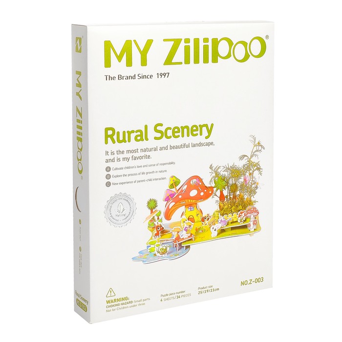 3D-пазл "Сельский пейзаж" 34 детали, 25 х 19 х 11 см