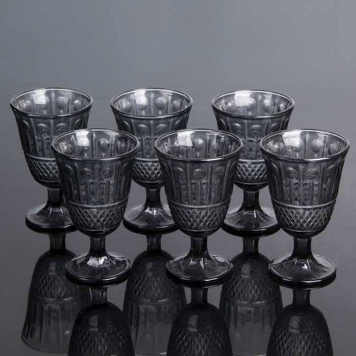 Набор бокалов 220 мл "Грааль", 6 шт, цвет серый