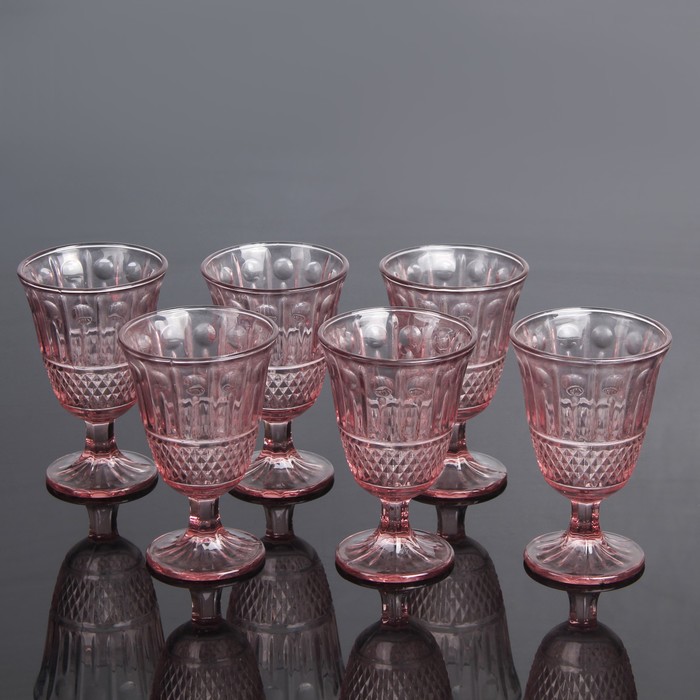 Набор бокалов 220 мл "Грааль", 6 шт, цвет розовый