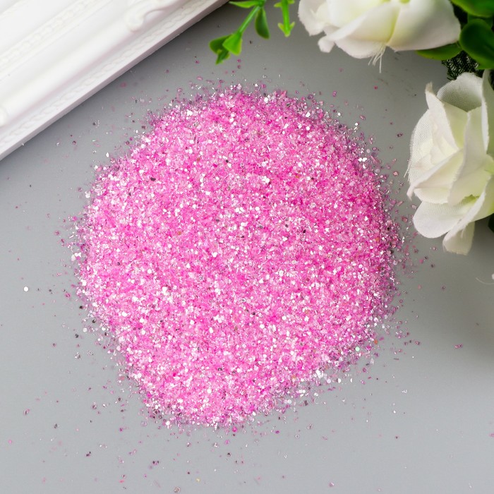 Глиттер для творчества 45 гр "Слюда розовая" 18х12 см