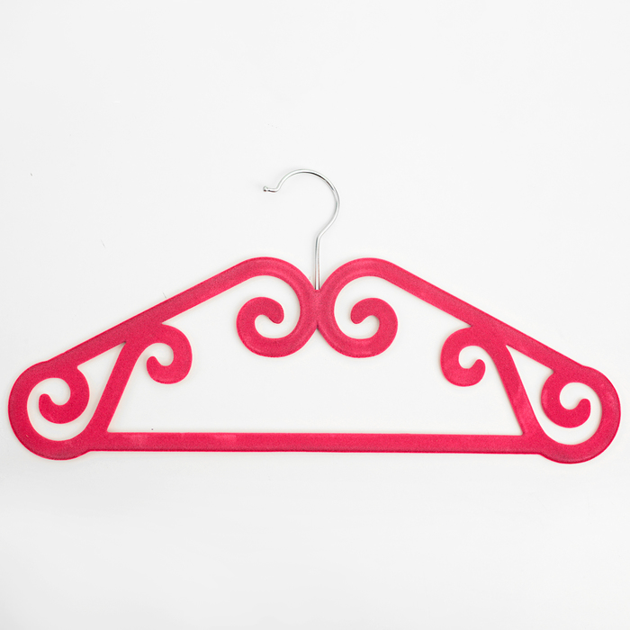 Вешалка 42х22 см, флокированное покрытие "Узор" , цвет МИКС