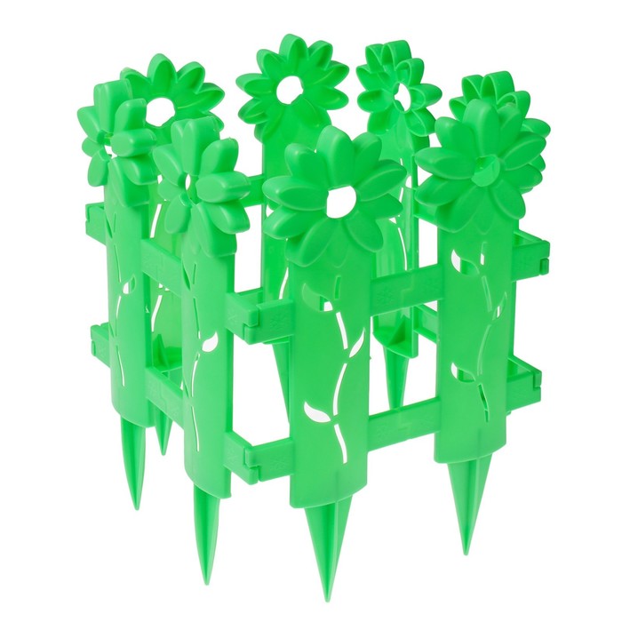 Ограждение декоративное, 41 х 130 см, 5 секций, зелёное, «Ромашка»