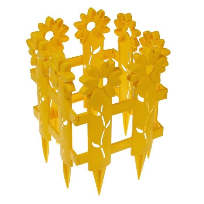 Ограждение декоративное, 41 х 130 см, 5 секций, жёлтое, «Ромашка»