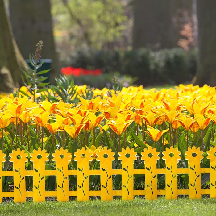 Ограждение декоративное, 41 х 130 см, 5 секций, жёлтое, «Ромашка»