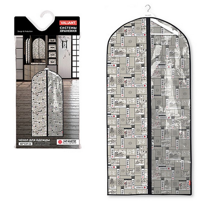 Чехол для одежды с прозрачной вставкой 60 х 137 см JAPANESE WHITE