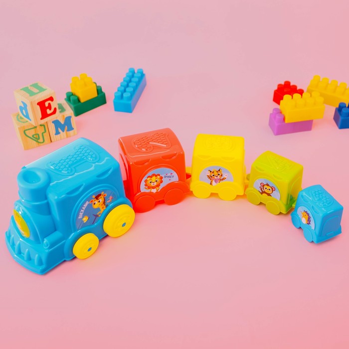 Пирамидка-паровозик «Зоопарк», 5 предметов, МИКС