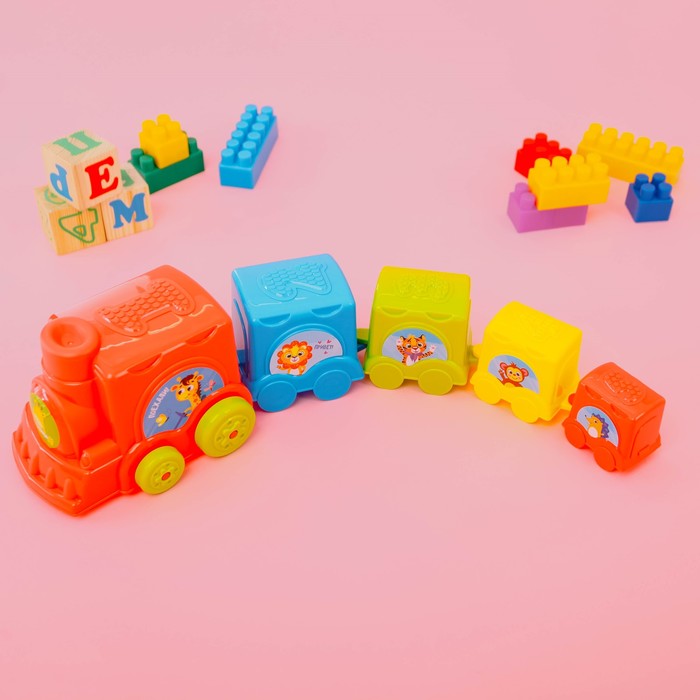 Пирамидка-паровозик «Зоопарк», 5 предметов, МИКС