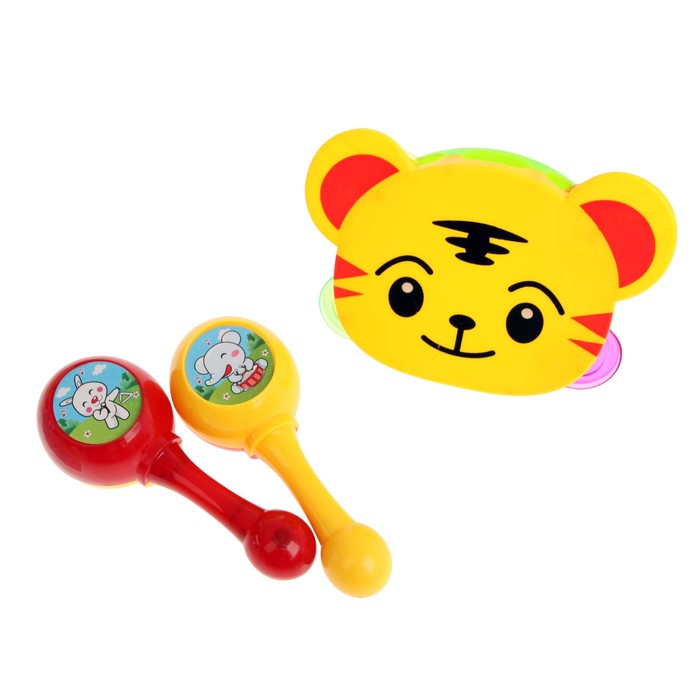 Набор музыкальных инструментов "Весёлые зверята", 3 предмета, МИКС