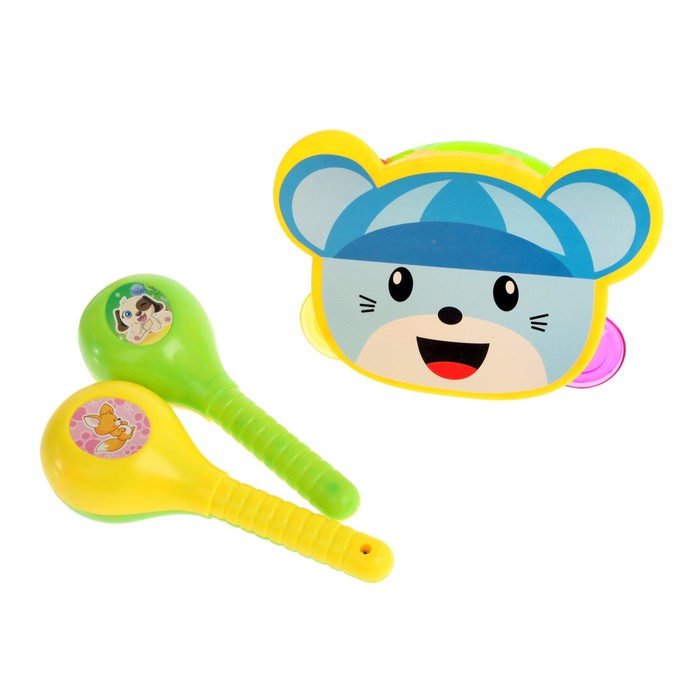 Набор музыкальных инструментов "Мишка в кепке", 3 предмета, МИКС