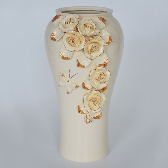 Ваза "Барокко" (перевт.) 38см с розами беж./золото